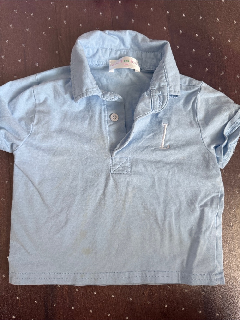 Light Blue Kids Polo Shirt with Embroidered 'L'
